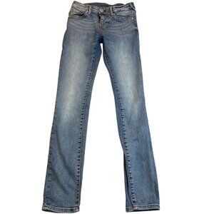 True Religion Womans Jeans Size 25 Stella Mid Rise Skinny Blue Denim Cotton Stre